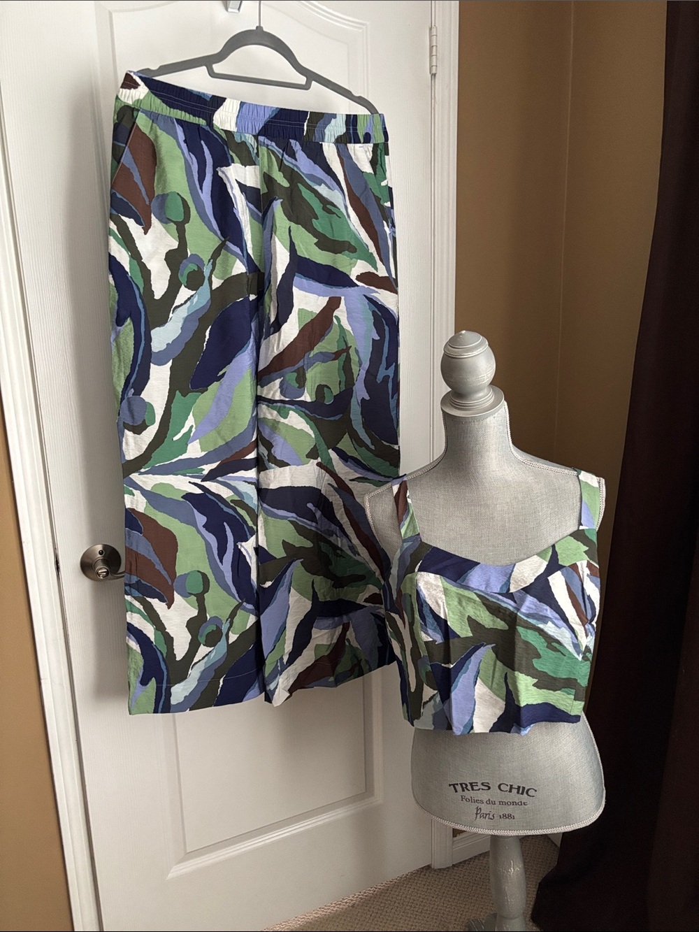 Patterned Midi Skirt in Green & Blue